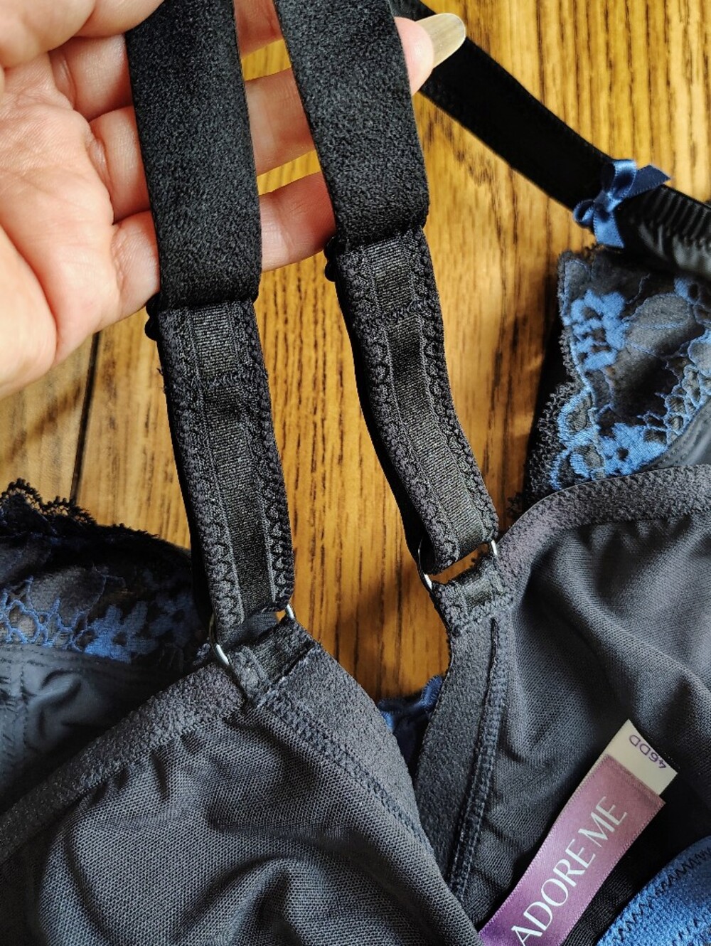 Adore Me Zita unlined breathable bra Lace Floral blue and black size 46DD - Picture 8 of 16